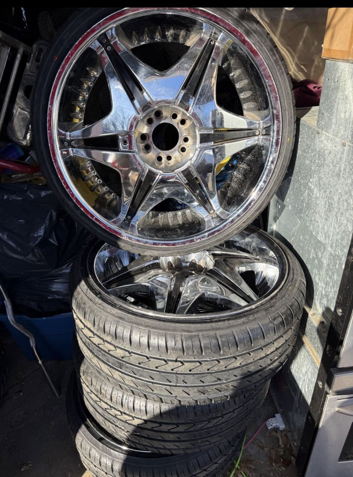 22inch Chrome Rims On Completely New Never Rode On Tires