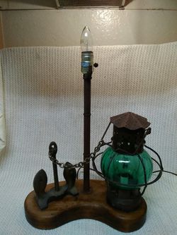 UNIQUE Vintage Lantern & Anchor LAMP!! Works! No Shade.