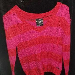 Women's ECKO Pink & Red Striped Sweater Size L