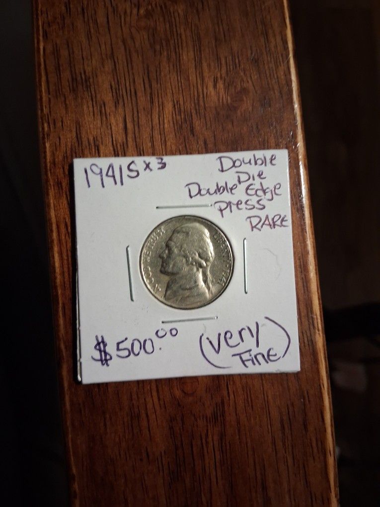 1941-s TRIPLE DIE NICKLE EDGED PRESS S OVER S X3 VERY RARE $500 FIRM