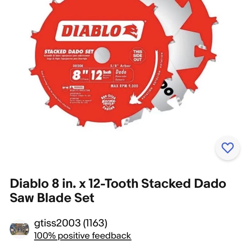 Diablo in. x 12-Tooth Stacked Dado Saw Blade Set for Sale in North Prince  George, VA OfferUp