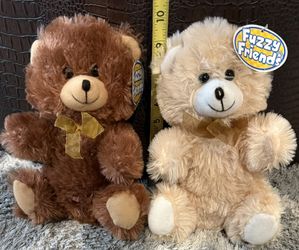 New! Fuzzy Friends Teddy Bear Pair – 8” Plush Set