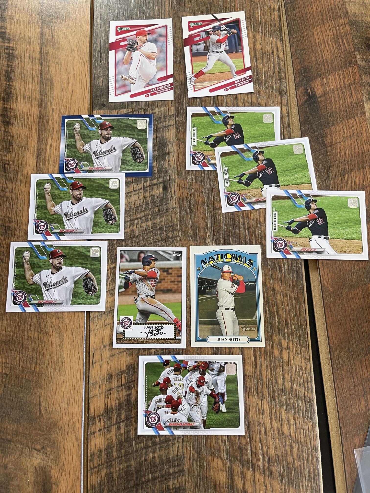 Washington Nationals Max scherzer And Juan Soto 2021 Topps Cards