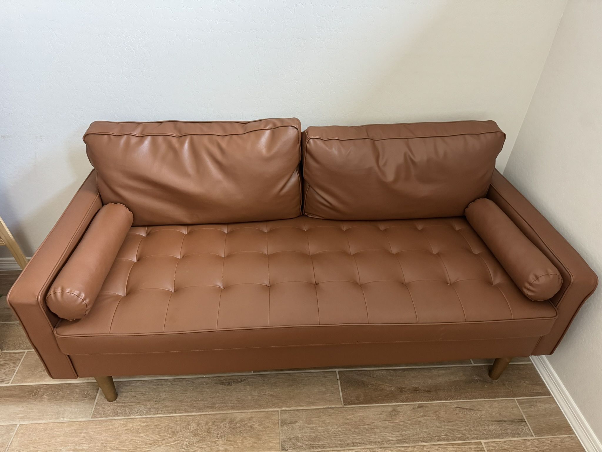 Vegan Leather Square Arm Sofa