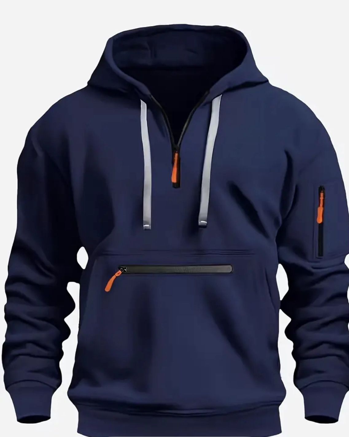 Lightweight Polyester Hooded Sweatshirt - Long Sleeve Solid Color Casual Streetwear Athletic Jacketv