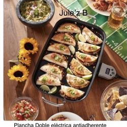 Princess House.  Plancha Doble Eléctrica De Cerámica Antiadherente Nueva En Su Caja 