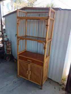 Vintage rattan bookshelf