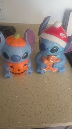 Stitch Halloween and Christmas jars