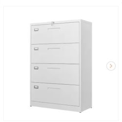 4 Drawer Lateral Cabinet White Metal Storage Cabinet