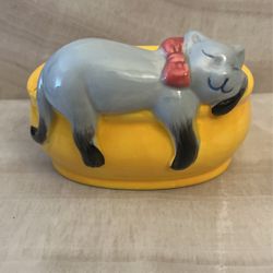 Ceramic Cat Small Planter Or Decoration 