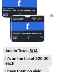 Foreigner concert tickets 