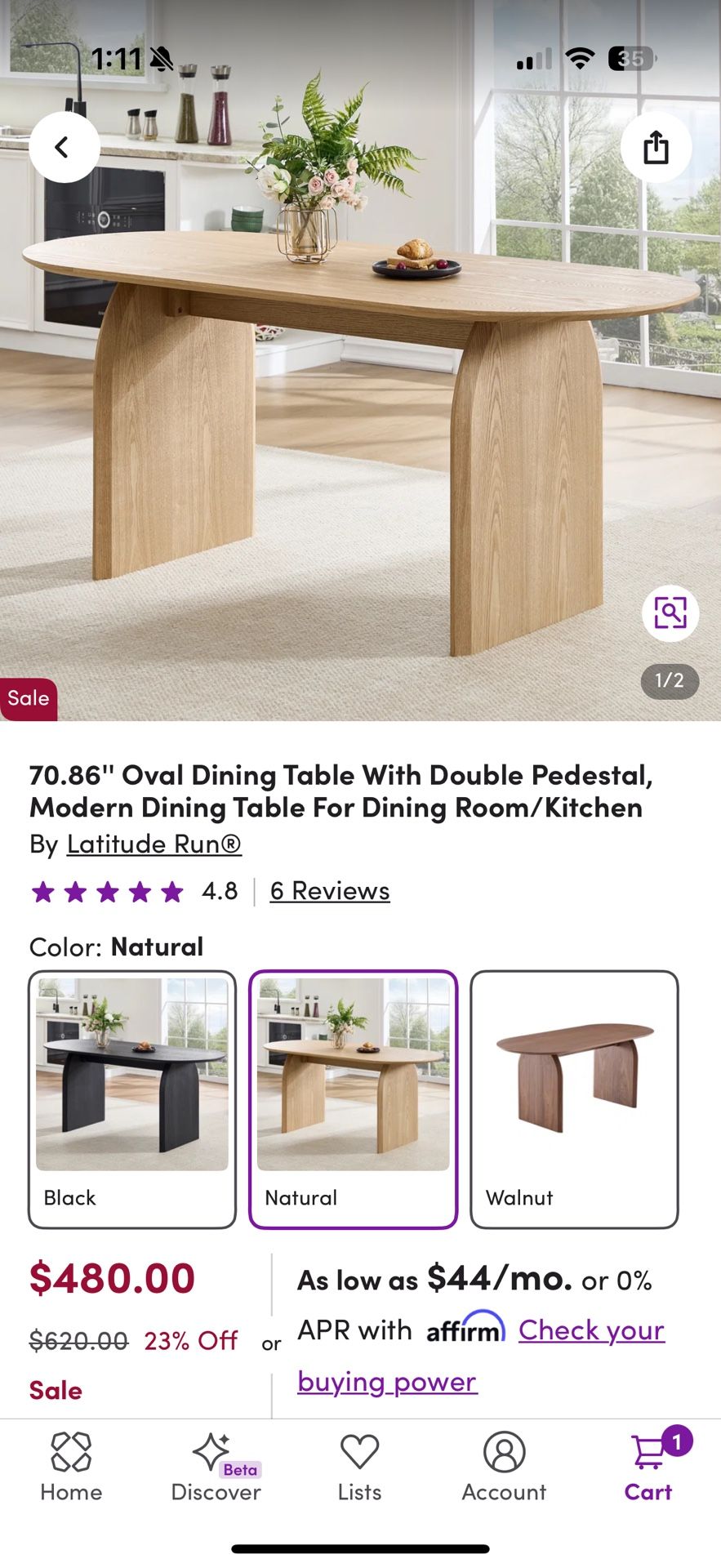 Oval Dining Table - Natural Oak Color 
