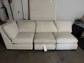 3-Piece Modular Sectional Sofa Cream Fabric