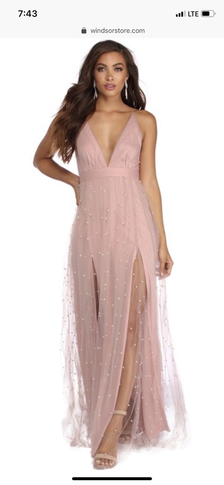 Windsor junior light pink mauve prom / homecoming/ bridesmaid / formal floorlength dress