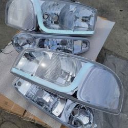 01-06 Sierra Yukon Denali LED Headlights Luces Micas Calaveras Faros Faroles Focos Headlamps 