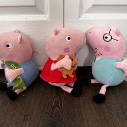 Lot 3 Set Of Peppa Pig Family  Daddy Pig brother Pig And Peppa 6” Plush