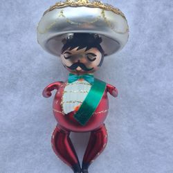 VINTAGE ITALIAN BLOWN GLASS MEXICAN MARIACHI DANCER CHRISTMAS ORNAMENT