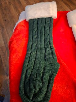 Cable Knit Christmas Stocking with White Cuff