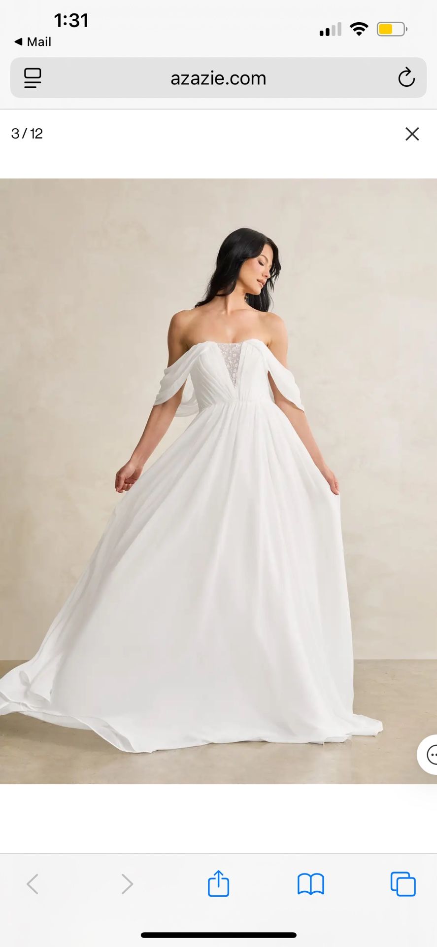 Size 14 Off The Shoulder Azazie Wedding Dress