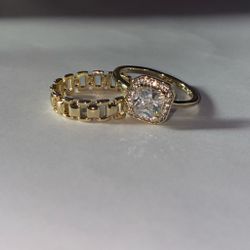 14k gold plated stackable ring set