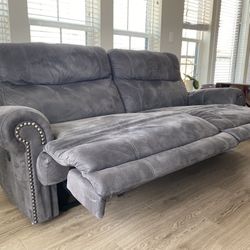 Ashley Power Reclining Sofa In Gray For Sale 