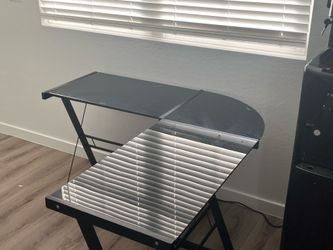 Glass and Metal Corner Desk
