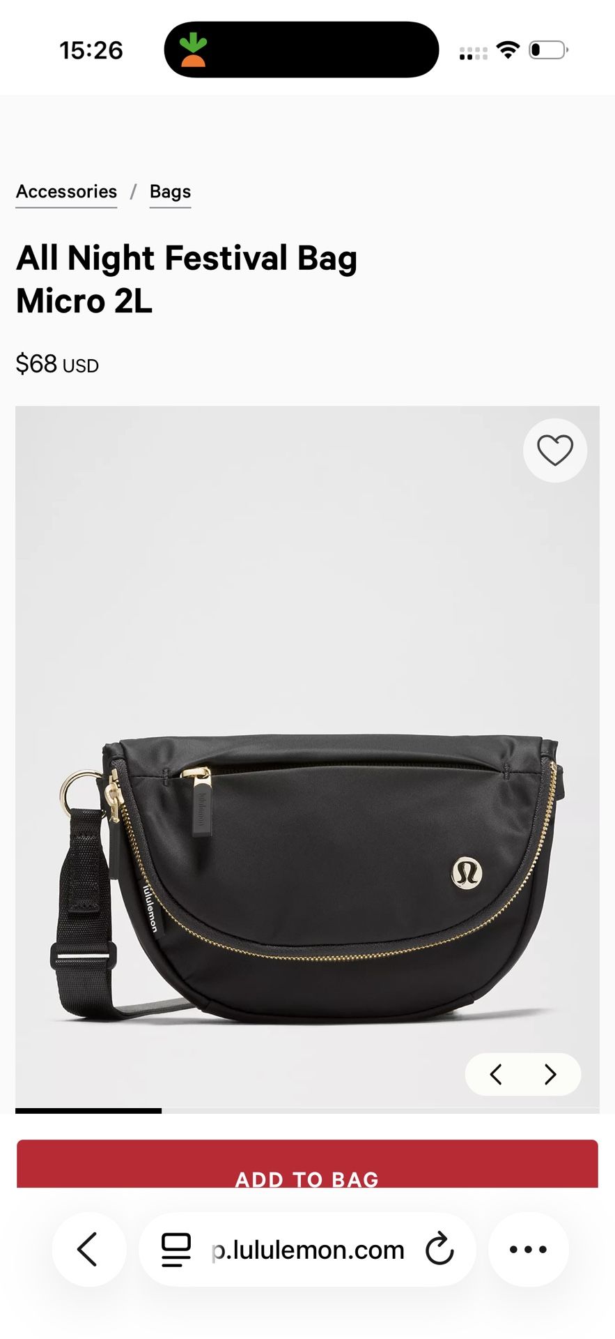 Lulu Lemon All Night Festival Bag 