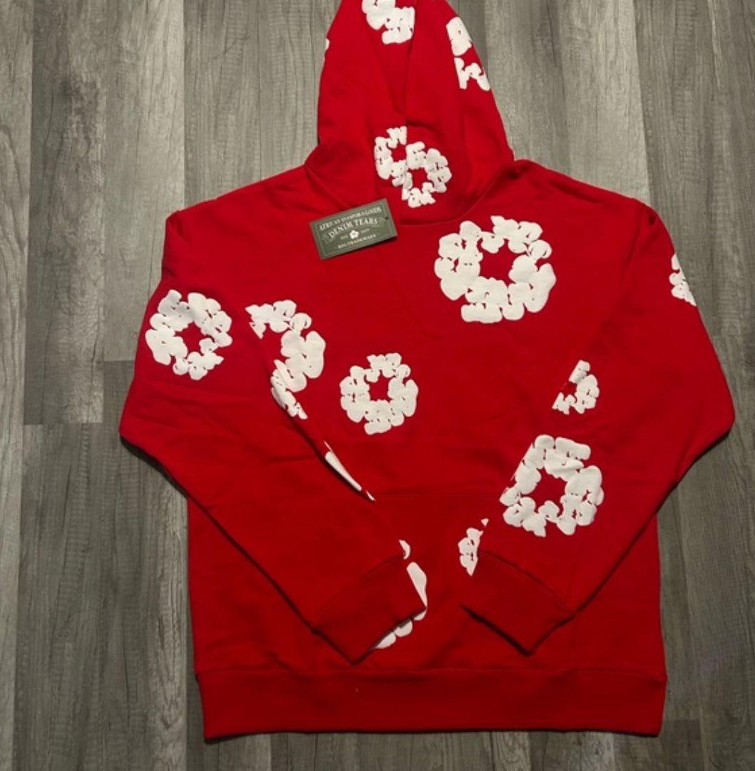 AUTHENTIC RED DENIM TEARS HOODIE