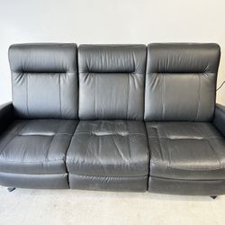 Black Italian Leather Auto Reclining Sofa