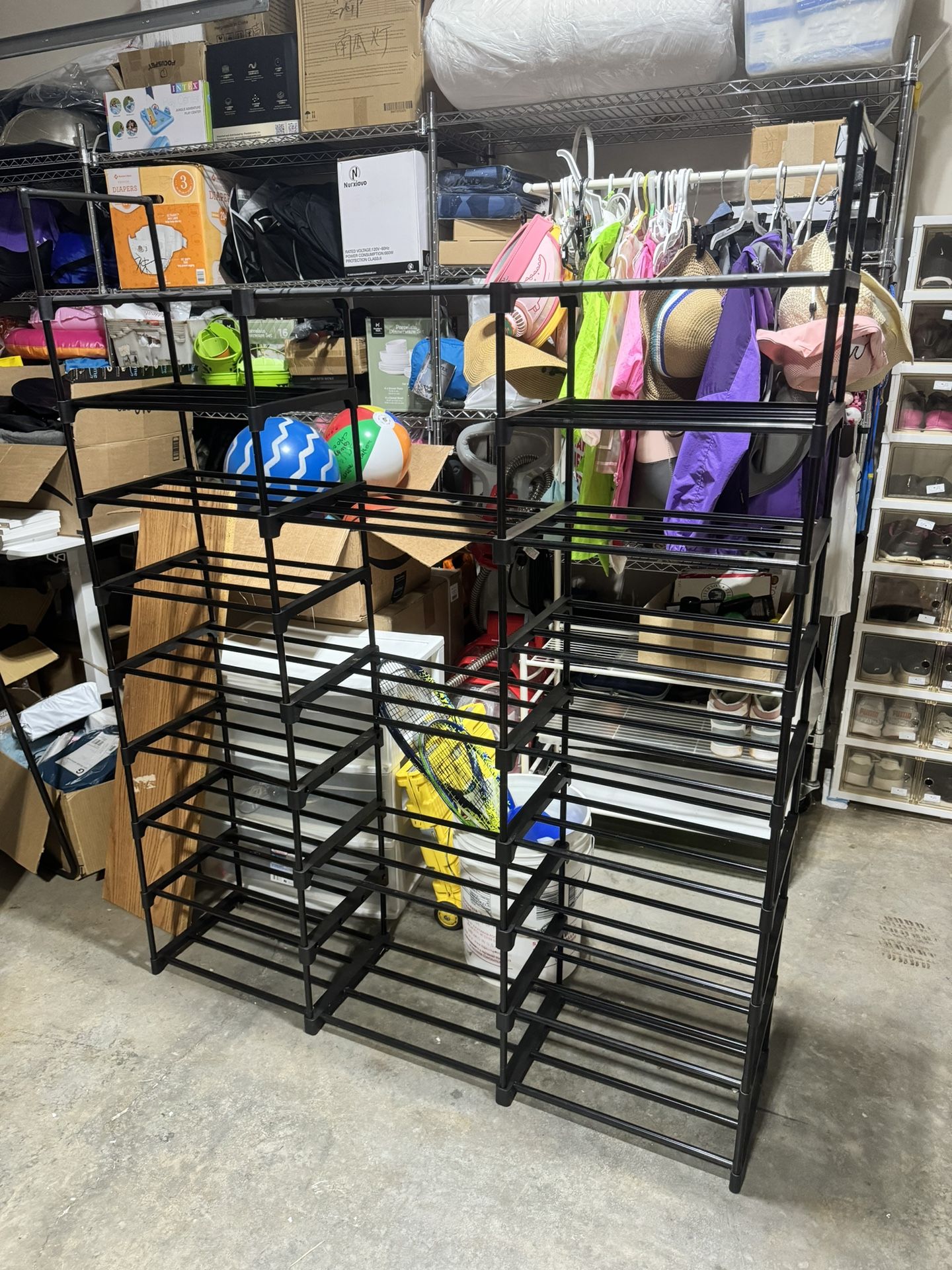 3 Rows 8-Tier Metal Shoe Rack