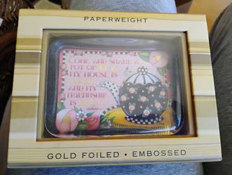Mary Engelbreit Glass Paperweight NIB