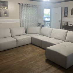 Juego De Sala En Leather Blancos