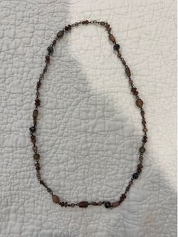 Vintage Earthy Boho Wire-Wrapped Beaded Link Necklace