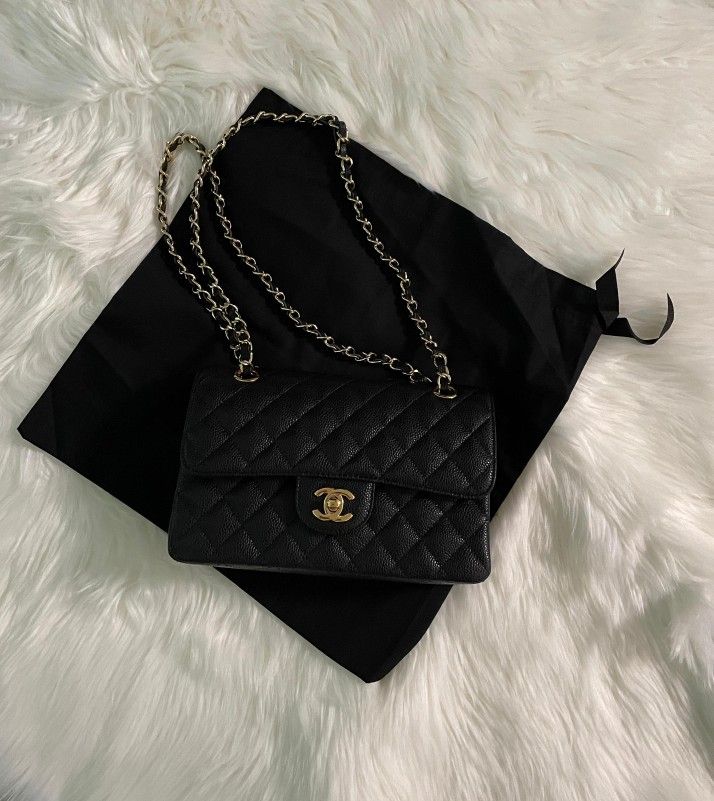 Chanel CF Grained Calfskin & Gold-Tone Metal Small Shoulder Bag