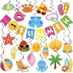 Summer Party Decorations- 61pcs Beach Party Decorations