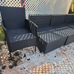 Juego Sofa Modular PATIO - OUTDOOR WICKER COUCH  3 Pieces  + 1 Chair -  NO CUSHIONS