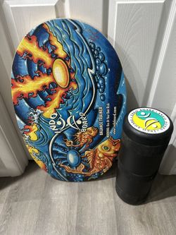 INDO WOODEN BALANCE BOARD WITH ROLLER, BOARD, AND COY FISH