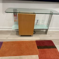 Mid-Century Modern Glass TV Stand / Console Table – 52” x 16”
