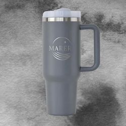 40oz Double Wall Insulated Tumbler with Straw Lid & Carry Handle – Travel Cup for Hot & Cold Drinks