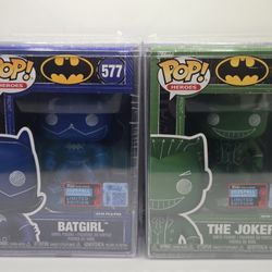 Funko Pop! Batgirl #577 & The Joker #578 Blueprint Deco 2025 NYCC Shared Sticker