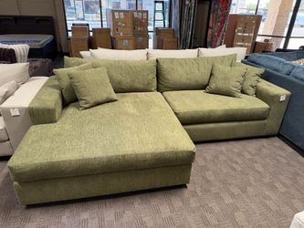 Large comfy sage green sectional sofa 