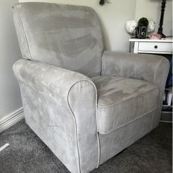 Light Grey Microsuede Glider Armchair