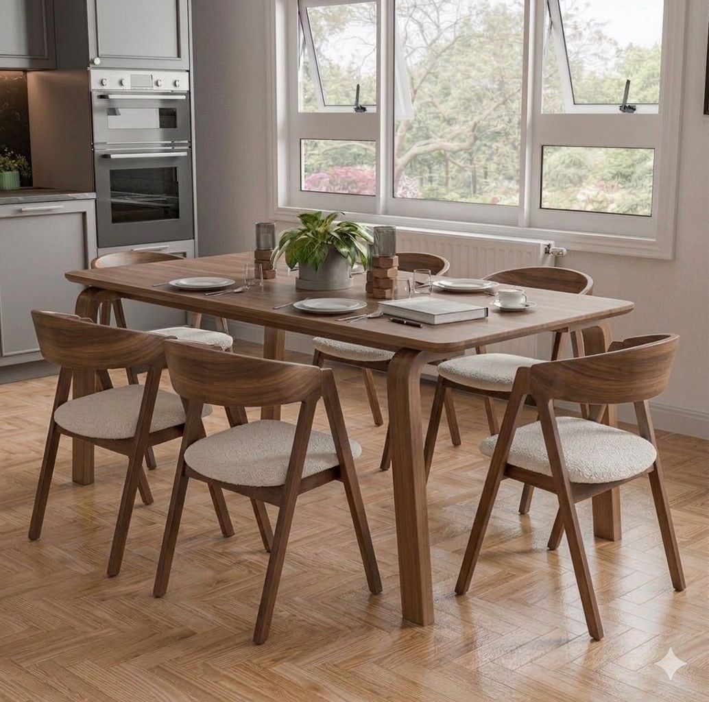 New 7PC Walnut Dining Set