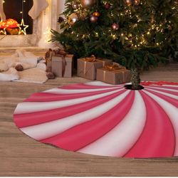 Christmas Lollipop Candy Sugar Red and White Cute Funny Pink 36 Inch Christmas Tree Skirt Carpet Mat Funny Party Decor Supplies for Xmas Halloween Dec