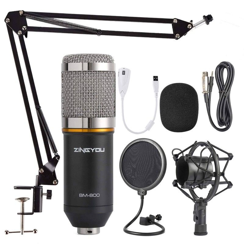 ZINGYOU Condenser Microphone Bundle, BM-800 Mic Set for Studio, YouTube & Podcasting.