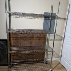Heavy-Duty Chrome Wire Shelf on Wheels – 48”x18”x72” Adjustable Rack 