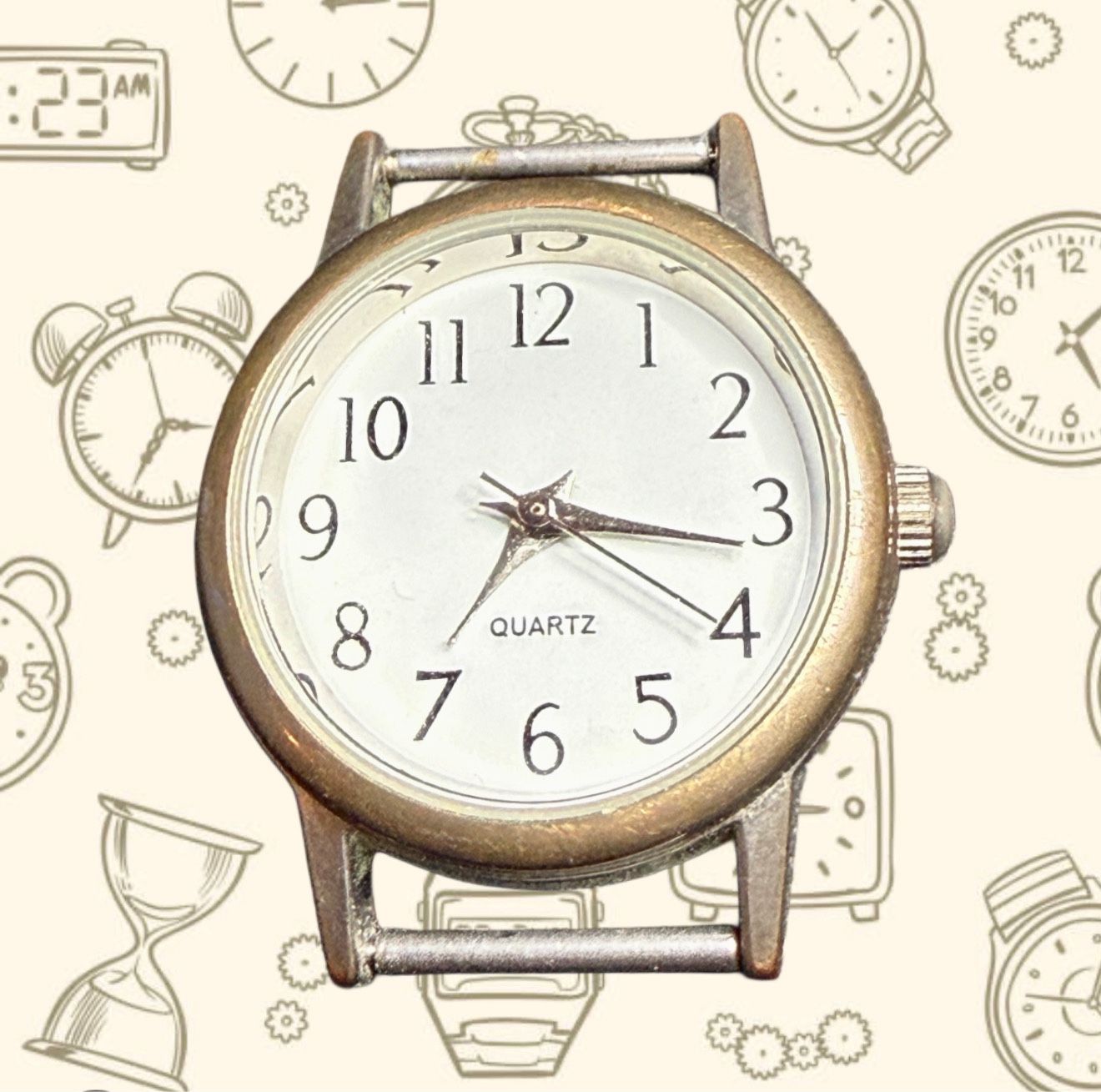 Vintage 1980s Japan Movement Quartz Watch Head, 1”, FOR PARTS AS IS