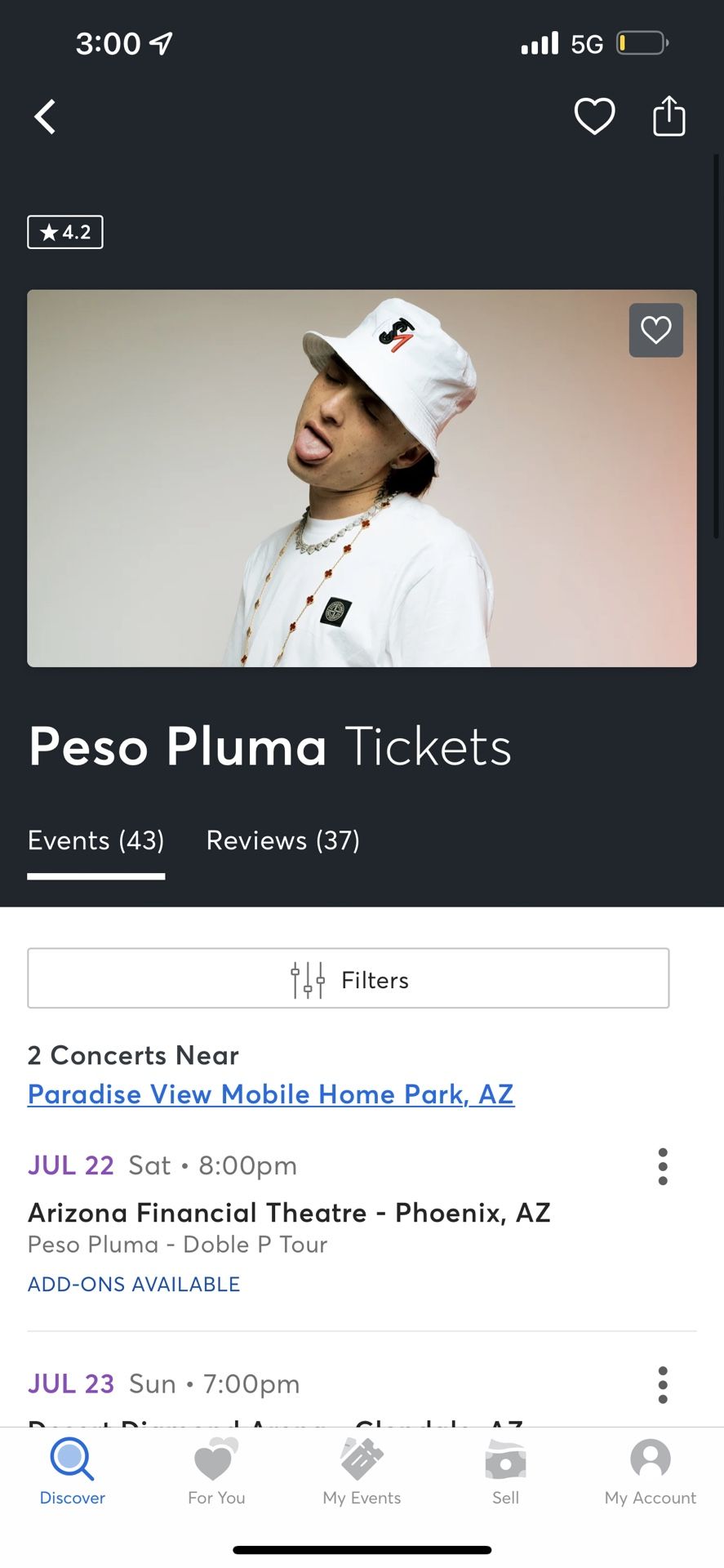 Peso pluma tickets 