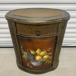 Solid Wood/Rattan Oval Decorative Accent Table