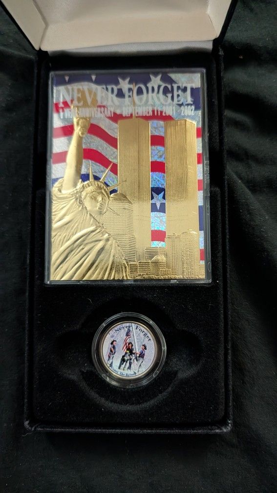 9/11 Never Forget 23kt Gold Plate And New York Quarter